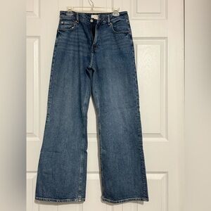 H&M Wide-Leg Jeans in Medium Blue Denim